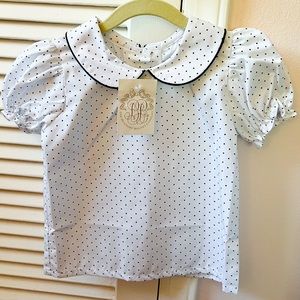 TBBC Maude’s Peter Pan Collar Shirt in Navy Microdot - 4T NWT